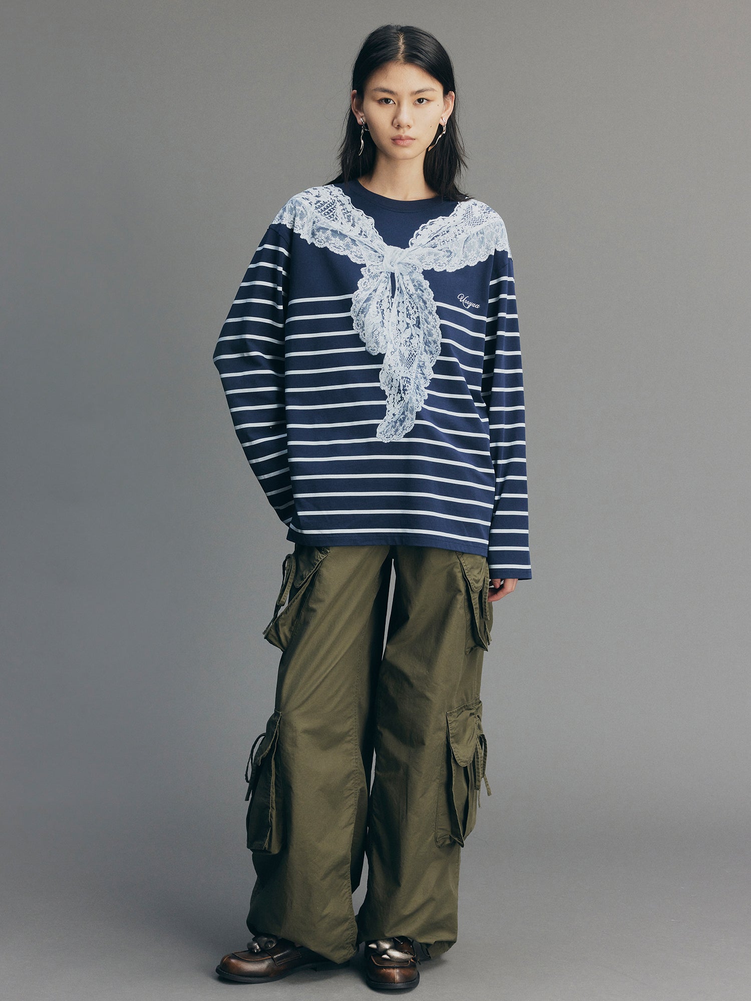 Striped Sailor Collar Sweatshirt