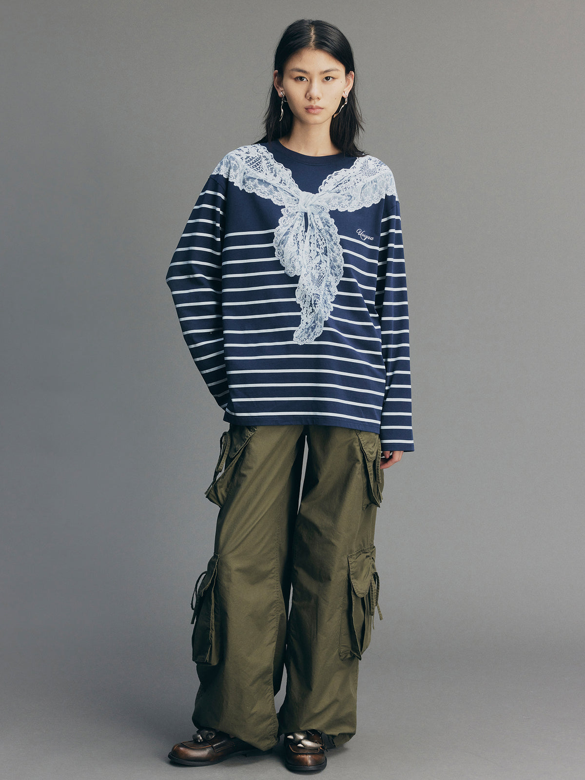 Striped Sailor Collar Sweatshirt