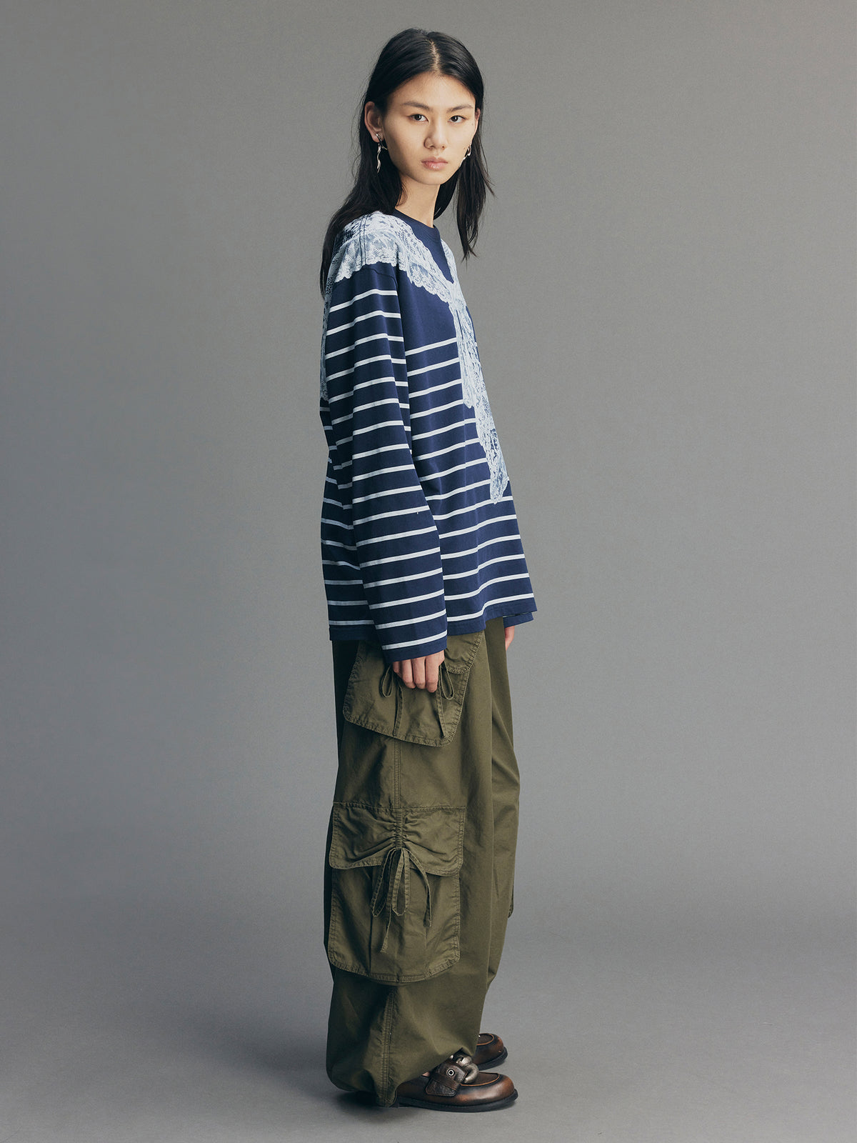 Striped Sailor Collar Sweatshirt