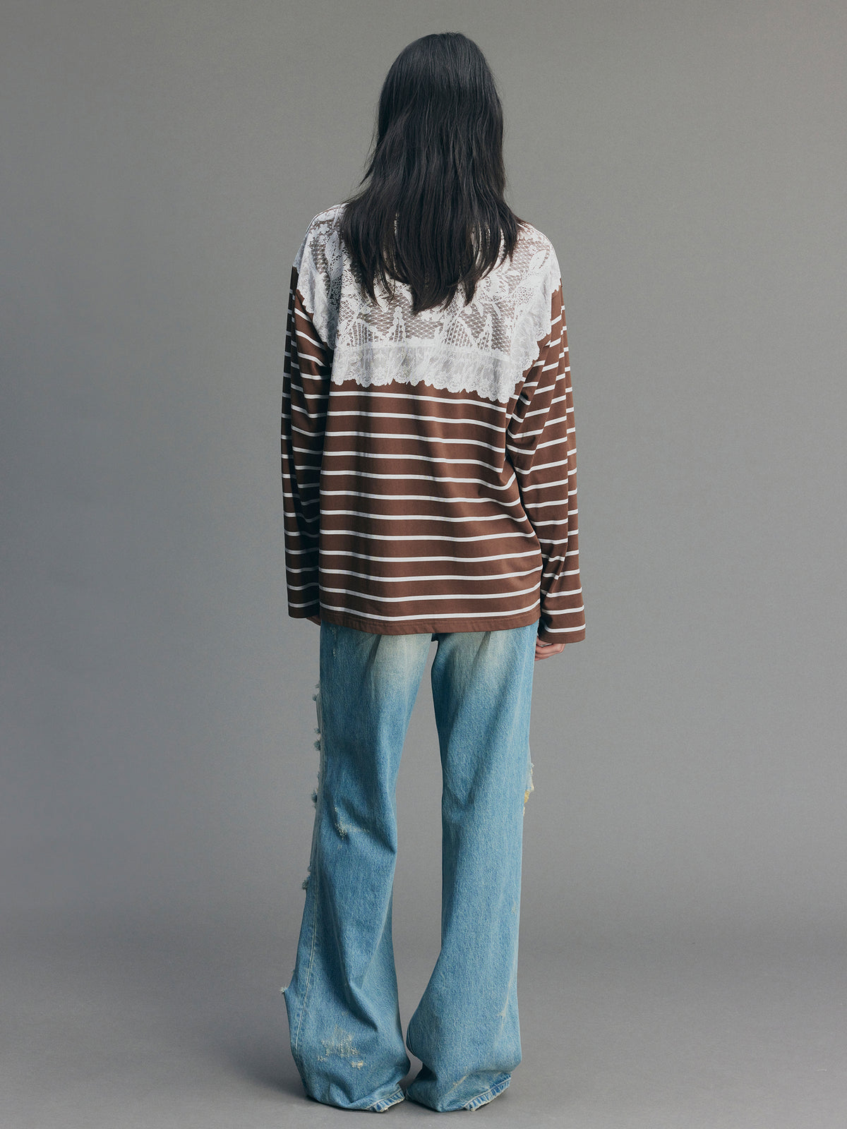Striped Sailor Collar  Swearshirt
