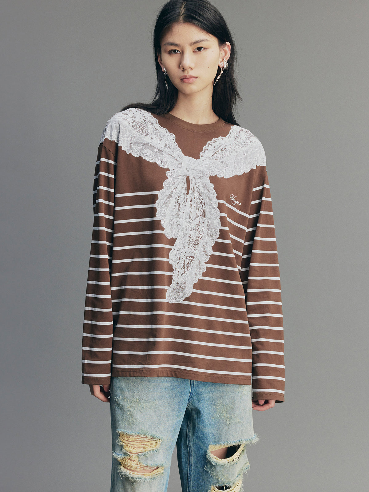 Striped Sailor Collar  Swearshirt