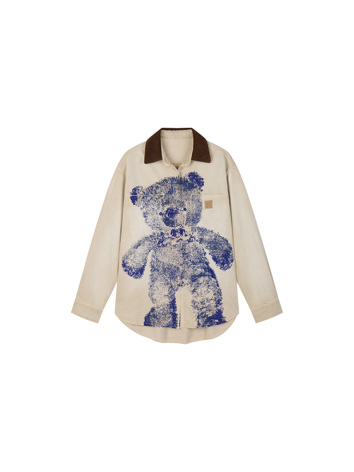 Bear-Print Utility Shirt Jacket