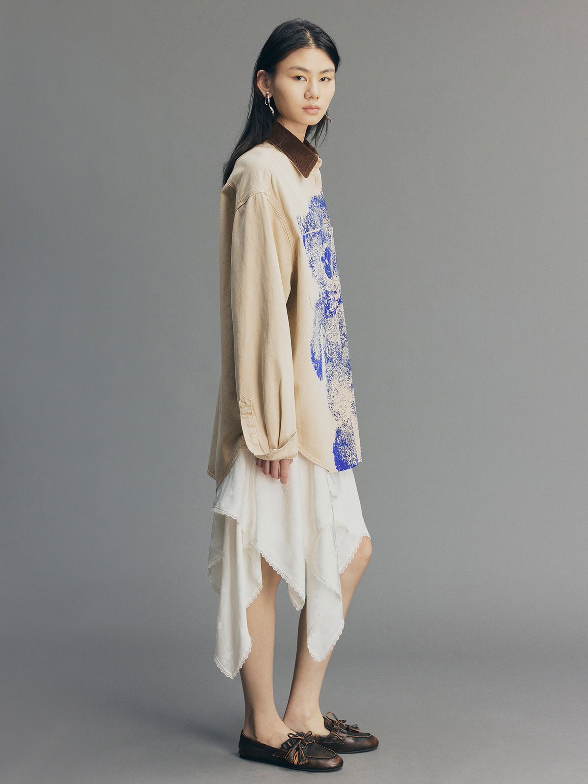 Bear-Print Utility Shirt Jacket