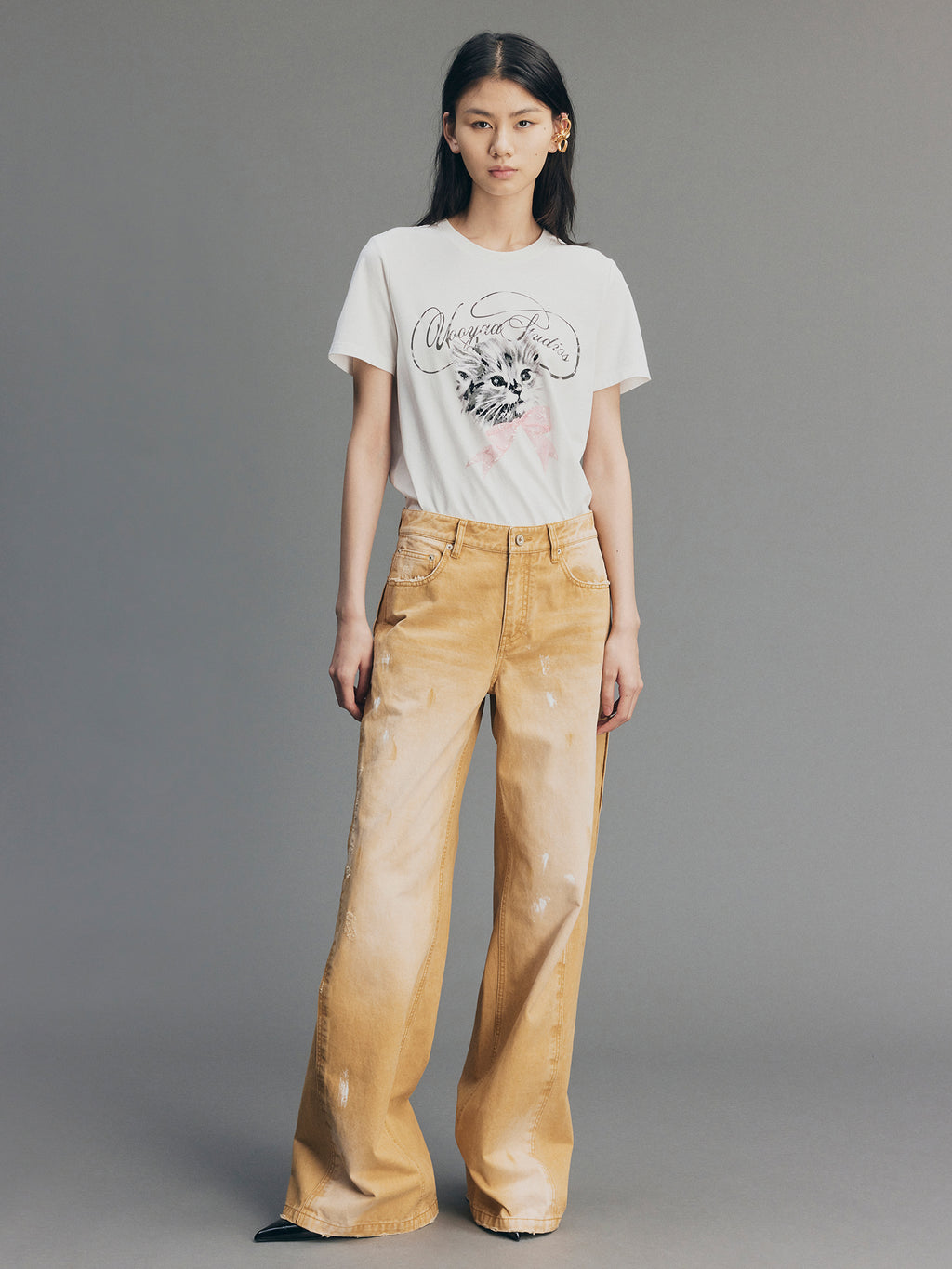 Paint-Spot Distressed Jeans