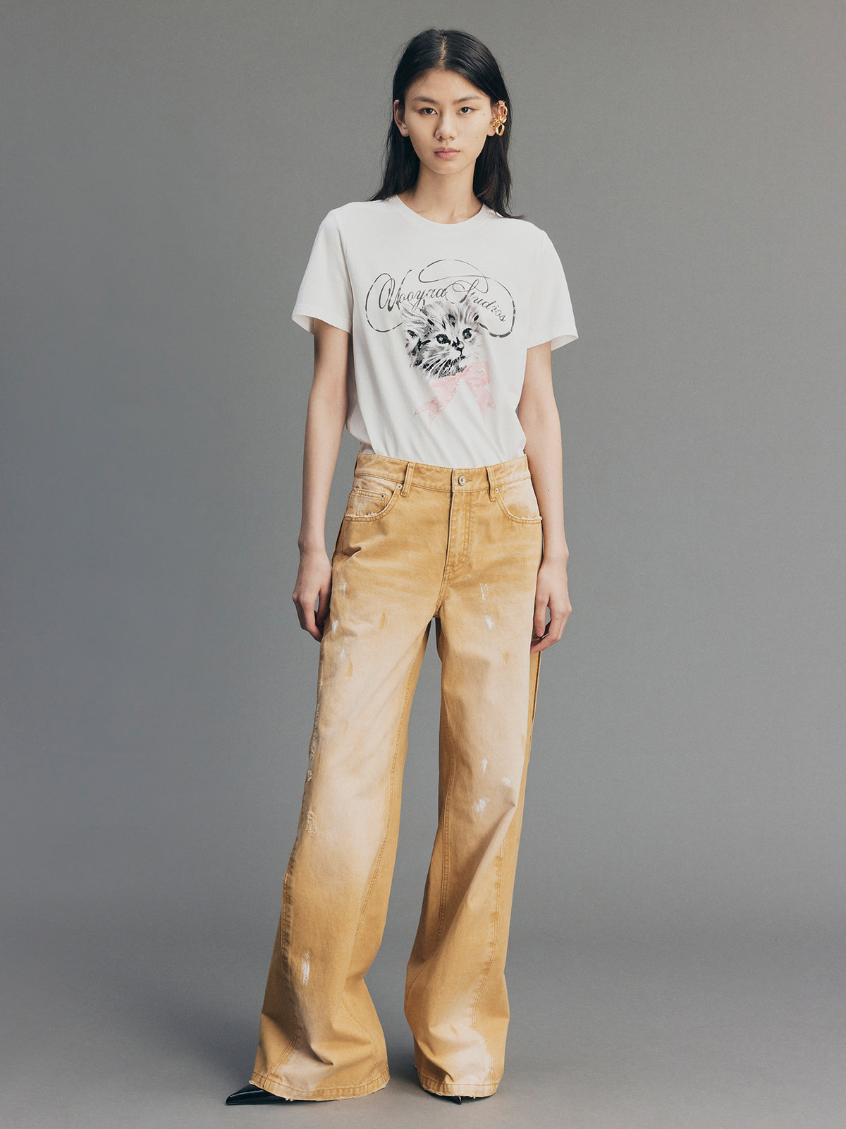 Paint-Spot Distressed Jeans