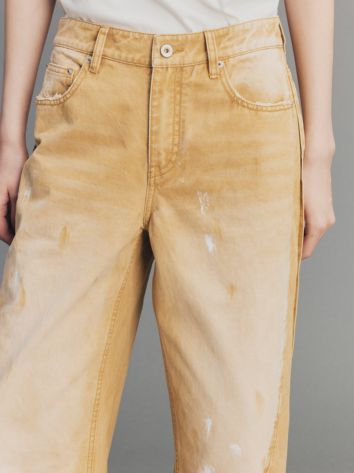Paint-Spot Distressed Jeans