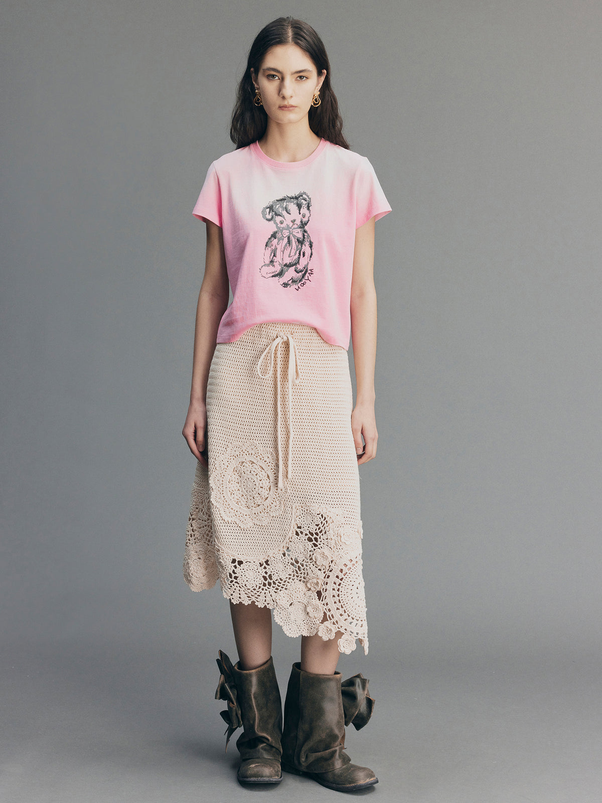 Vintage Hand-Crochet Floral Skirt