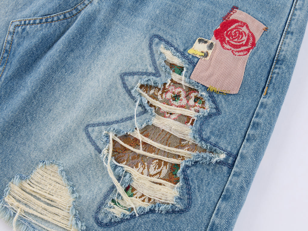Vintage Patchwork Remake Denim Skirt