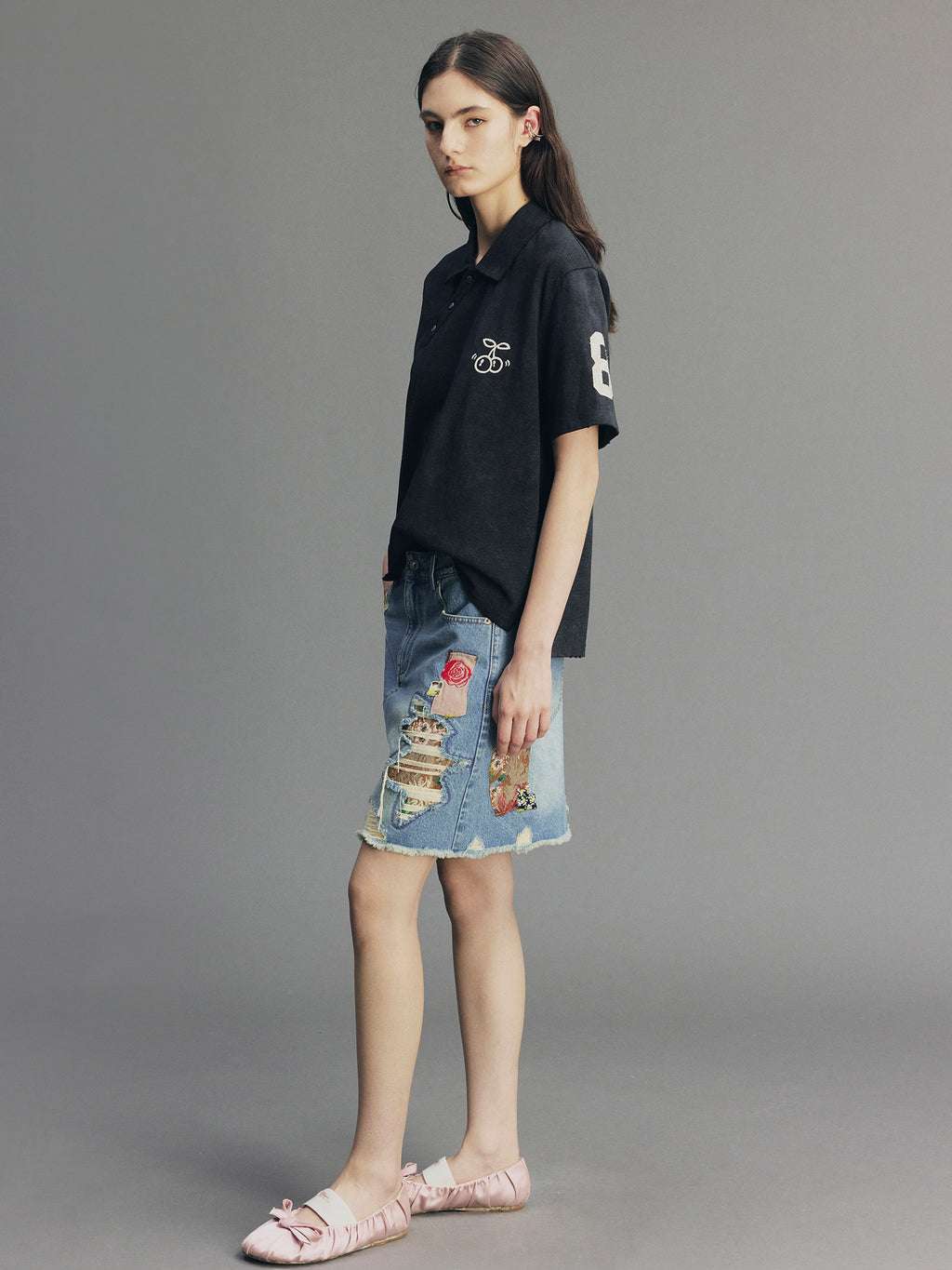 Vintage Patchwork Remake Denim Skirt