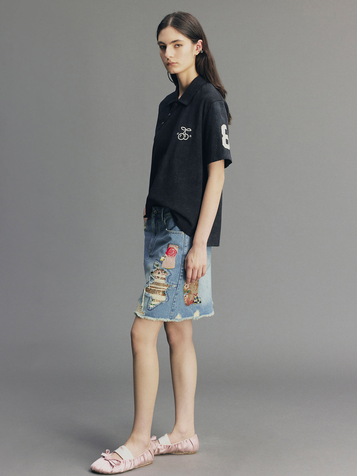 Vintage Patchwork Remake Denim Skirt
