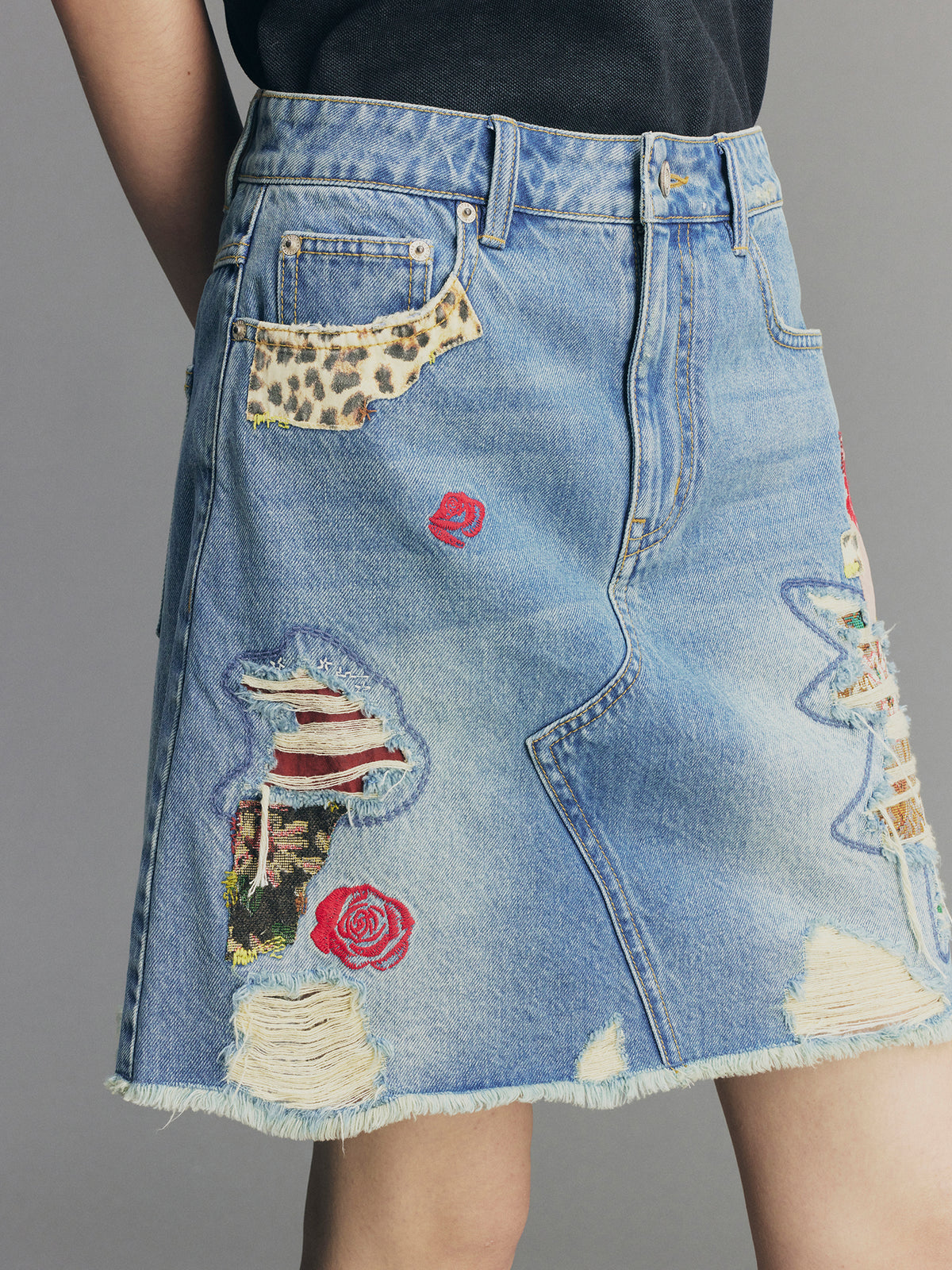 Vintage Patchwork Remake Denim Skirt
