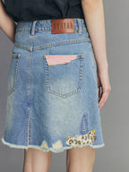 Vintage Patchwork Remake Denim Skirt