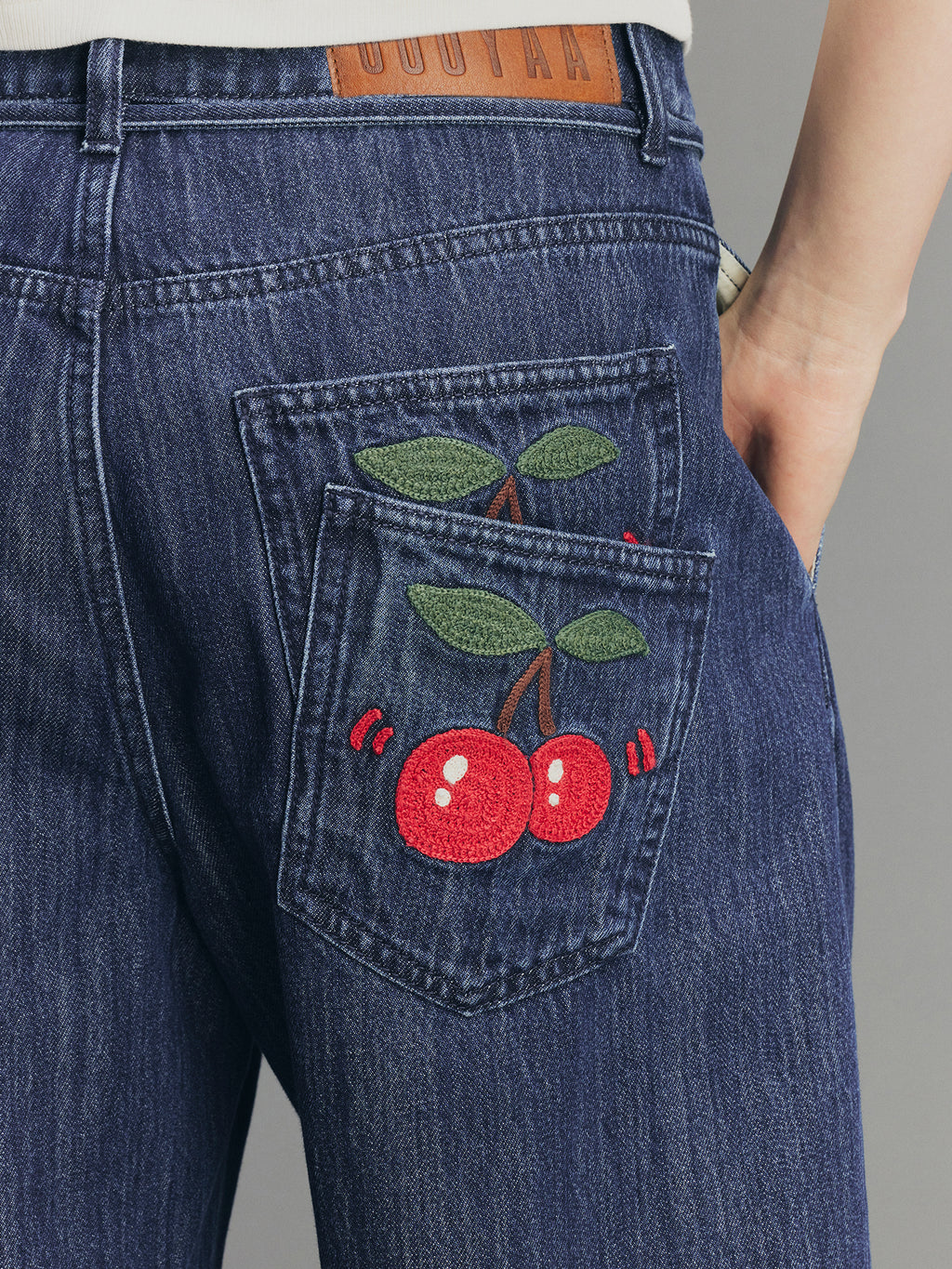 Sporty Cherry Slub Barrel Jeans