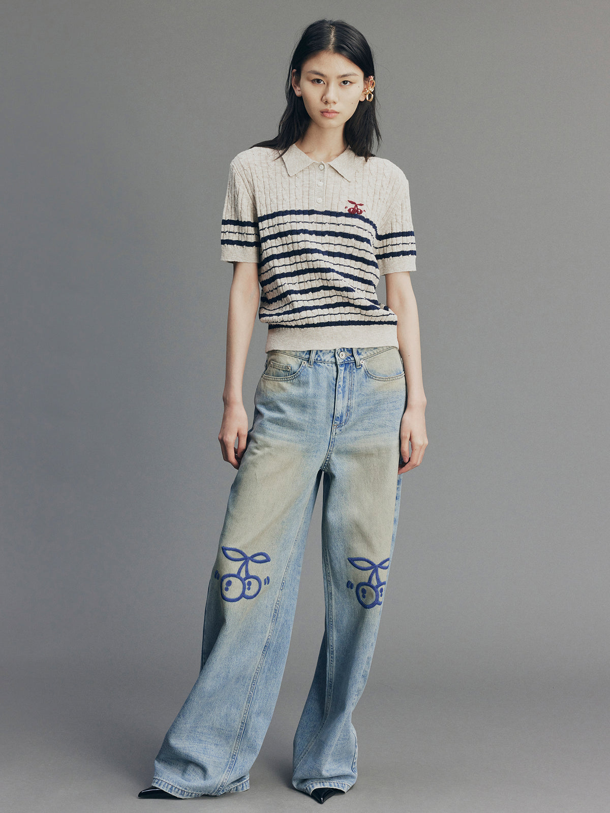 Sporty Cherry Vintage Straight-Leg Jeans
