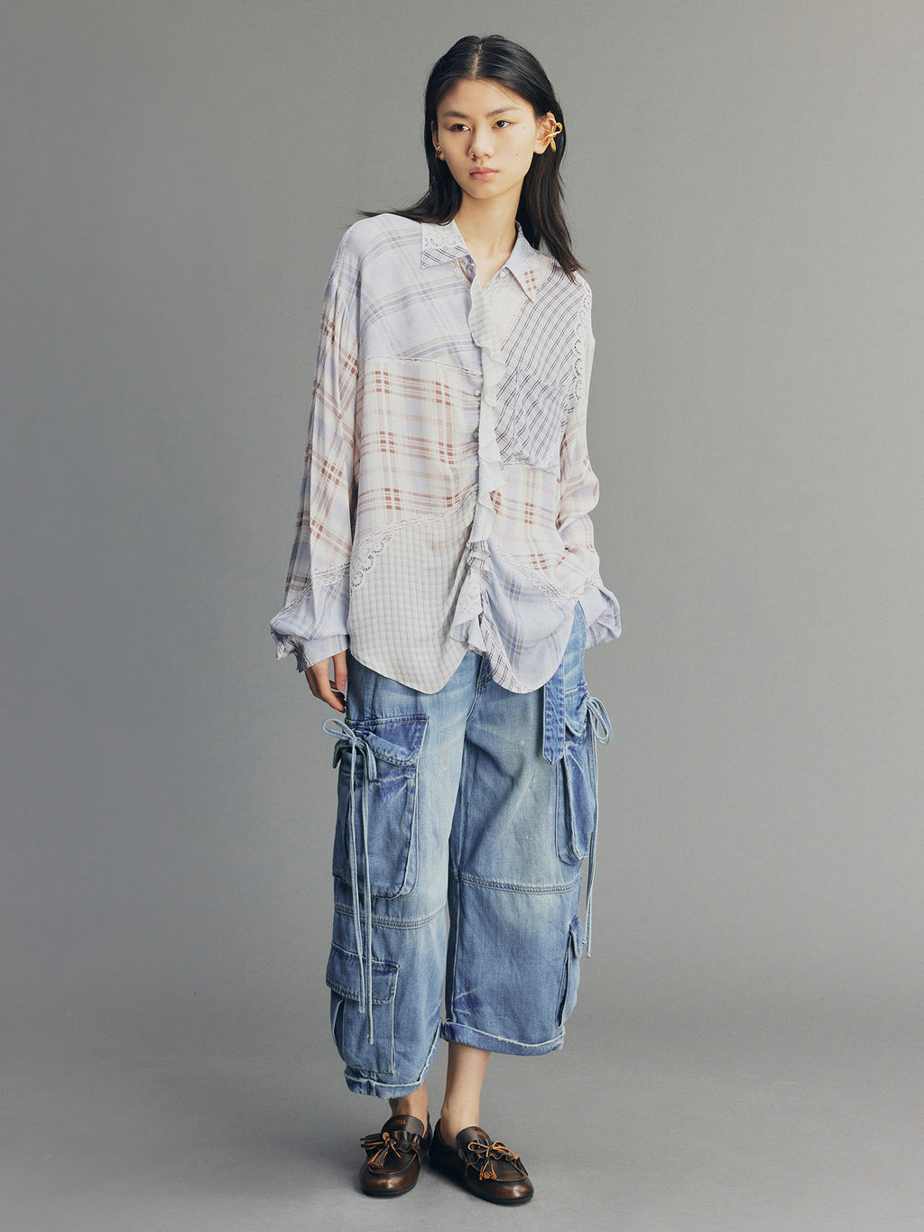 3D Bow Tie Denim Cargo Jeans