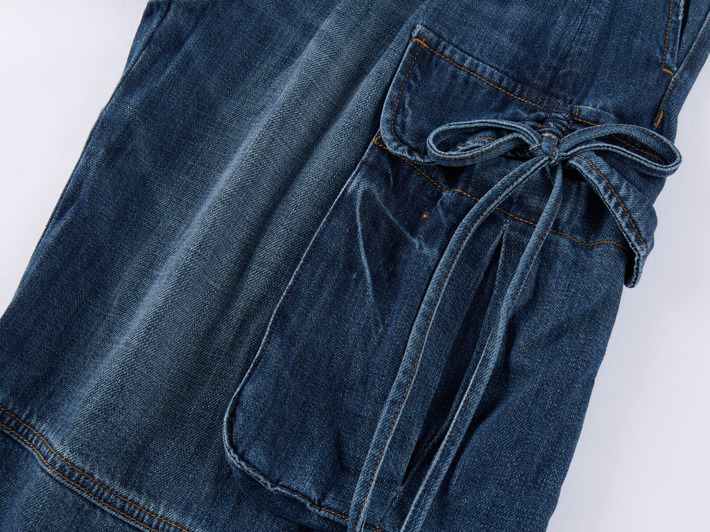 3D Bow Tie Denim Cargo Jeans
