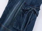 3D Bow Tie Denim Cargo Jeans