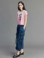 3D Bow Tie Denim Cargo Jeans
