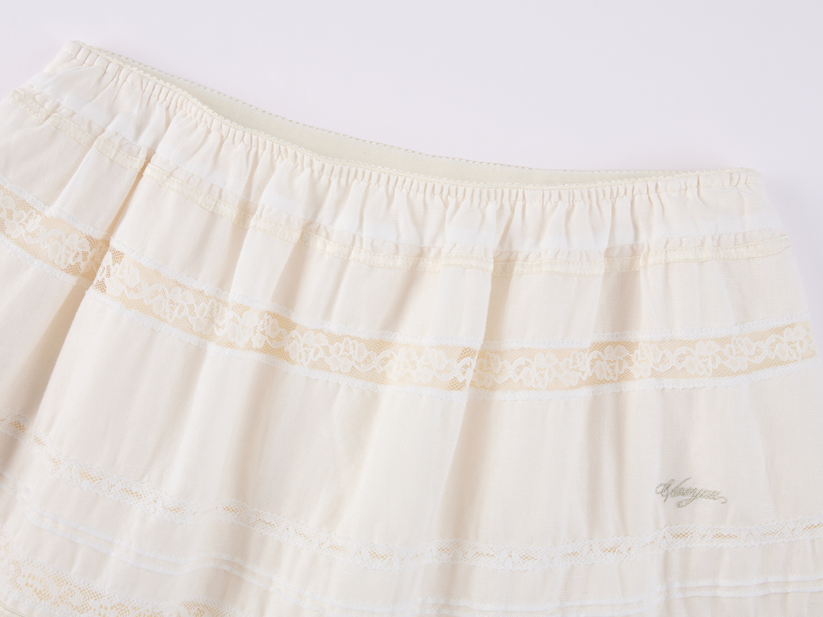 Dimensional Embroidered Lace Flared Skirt