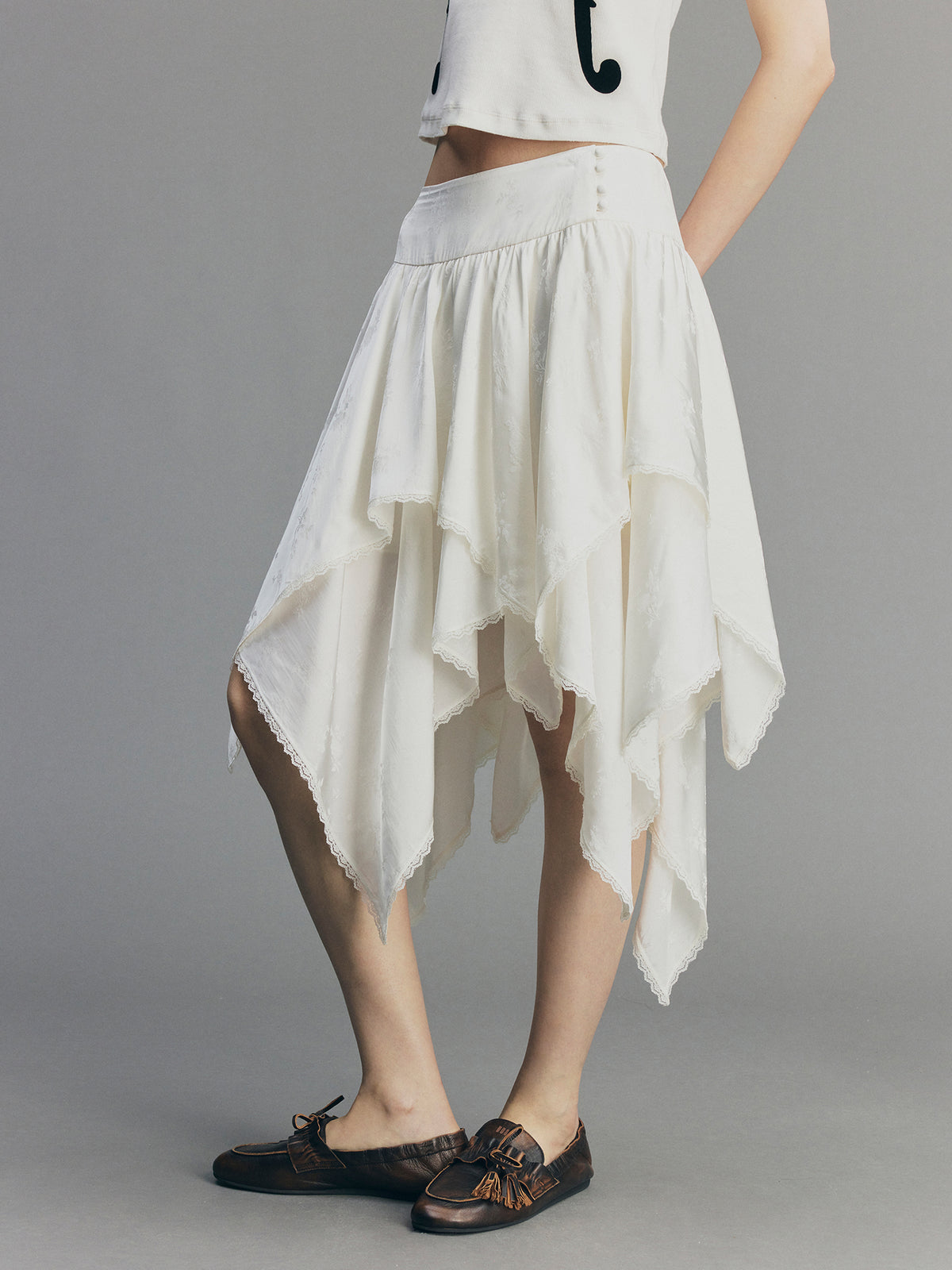 Satin Mixed Asymmetric Skirt