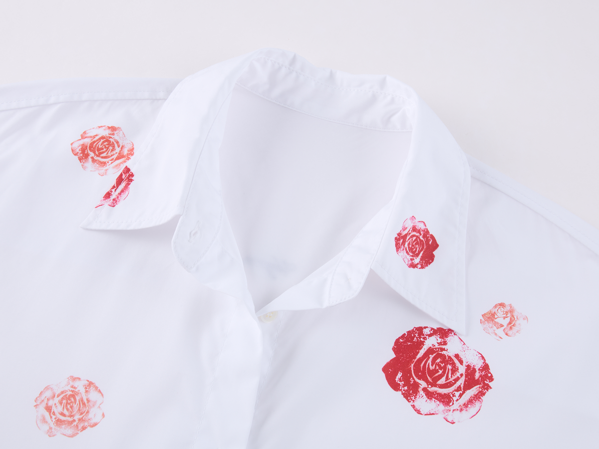 Rose Lipstick Print Poplin Shirt
