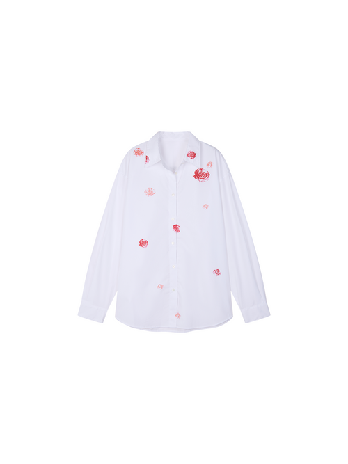 Rose Lipstick Print Poplin Shirt