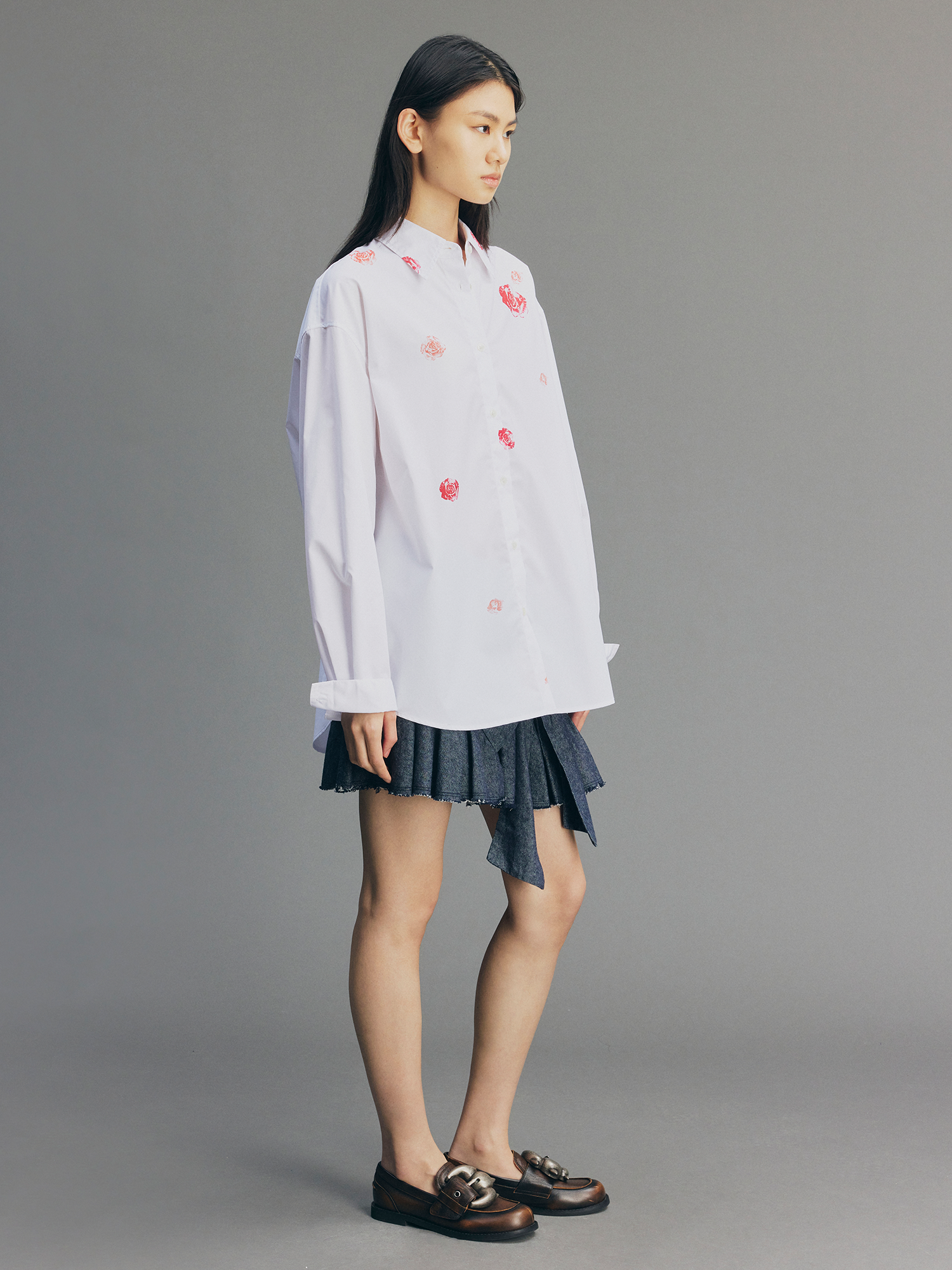 Rose Lipstick Print Poplin Shirt