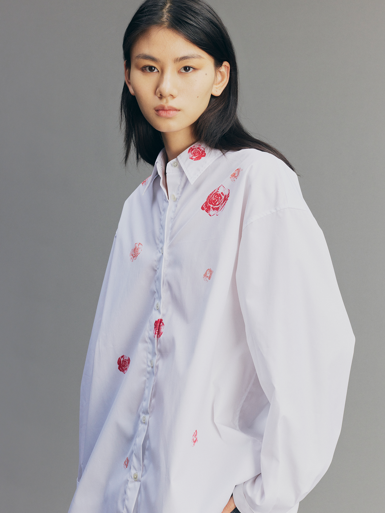 Rose Lipstick Print Poplin Shirt