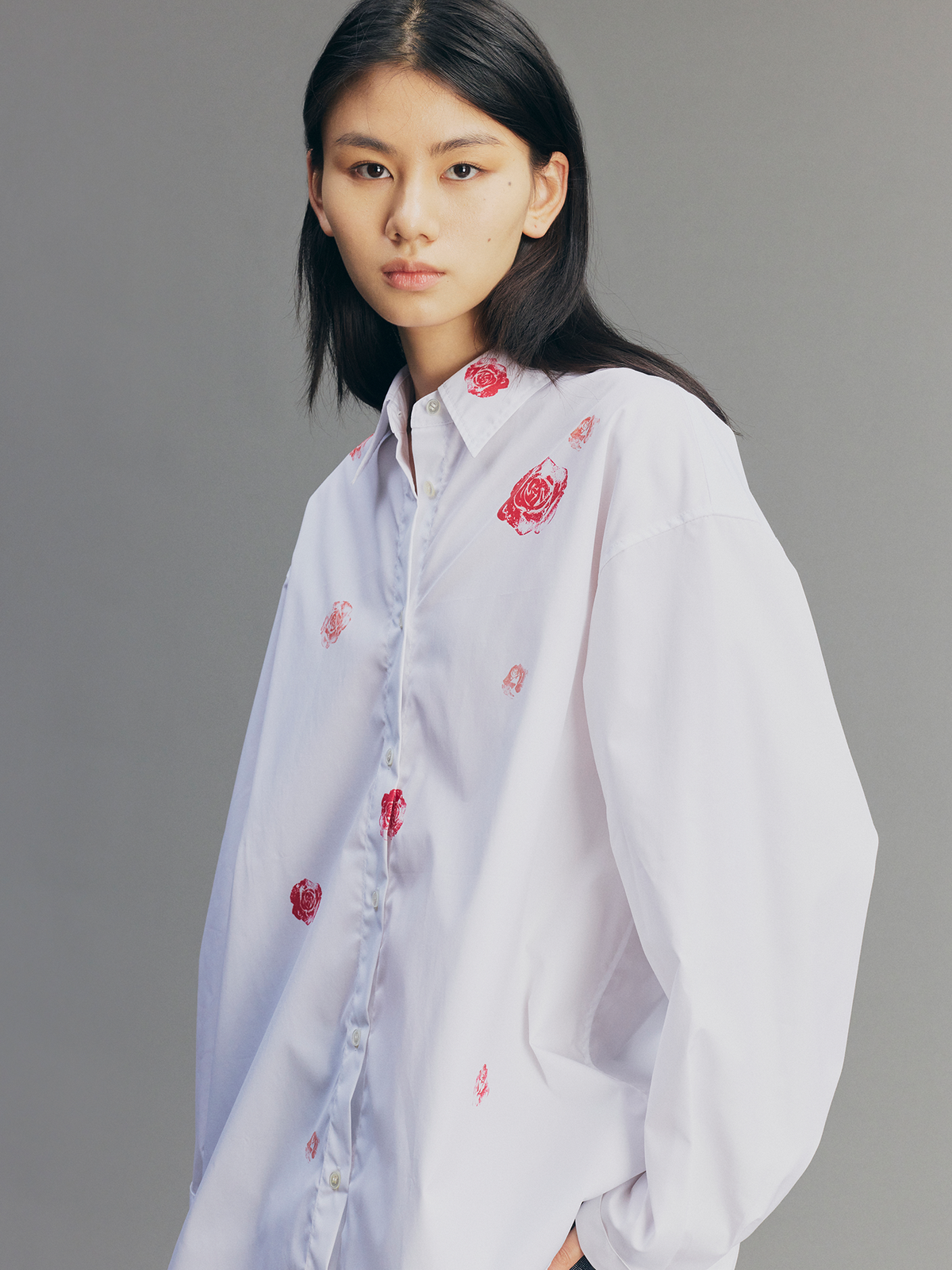 Rose Lipstick Print Poplin Shirt