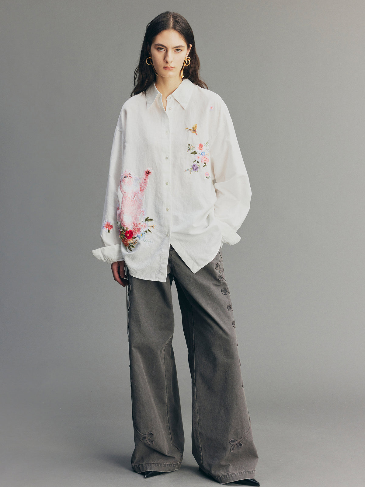 Fantasy Cat Embroidered Shirt