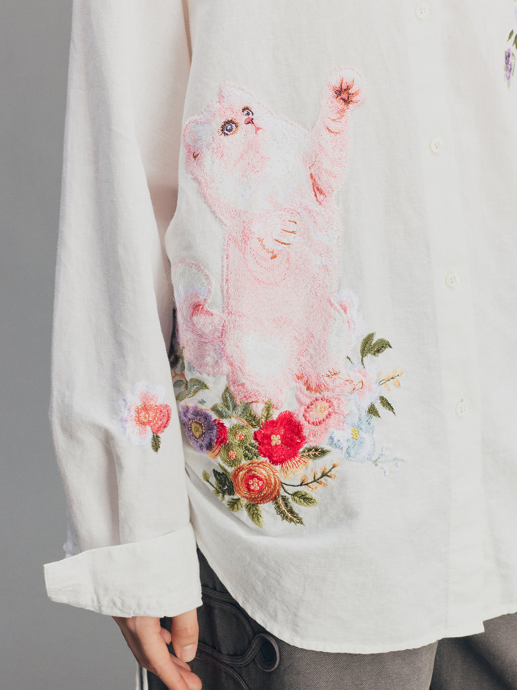 Fantasy Cat Embroidered Shirt