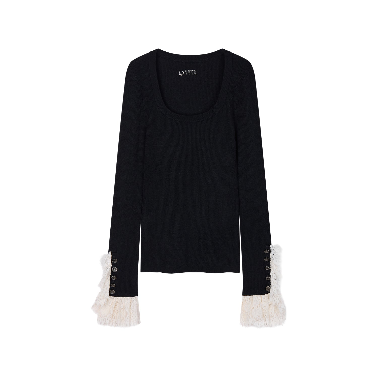 Classical Ornate Lace-Sleeve Knit Sweater