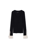 Classical Ornate Lace-Sleeve Knit Sweater