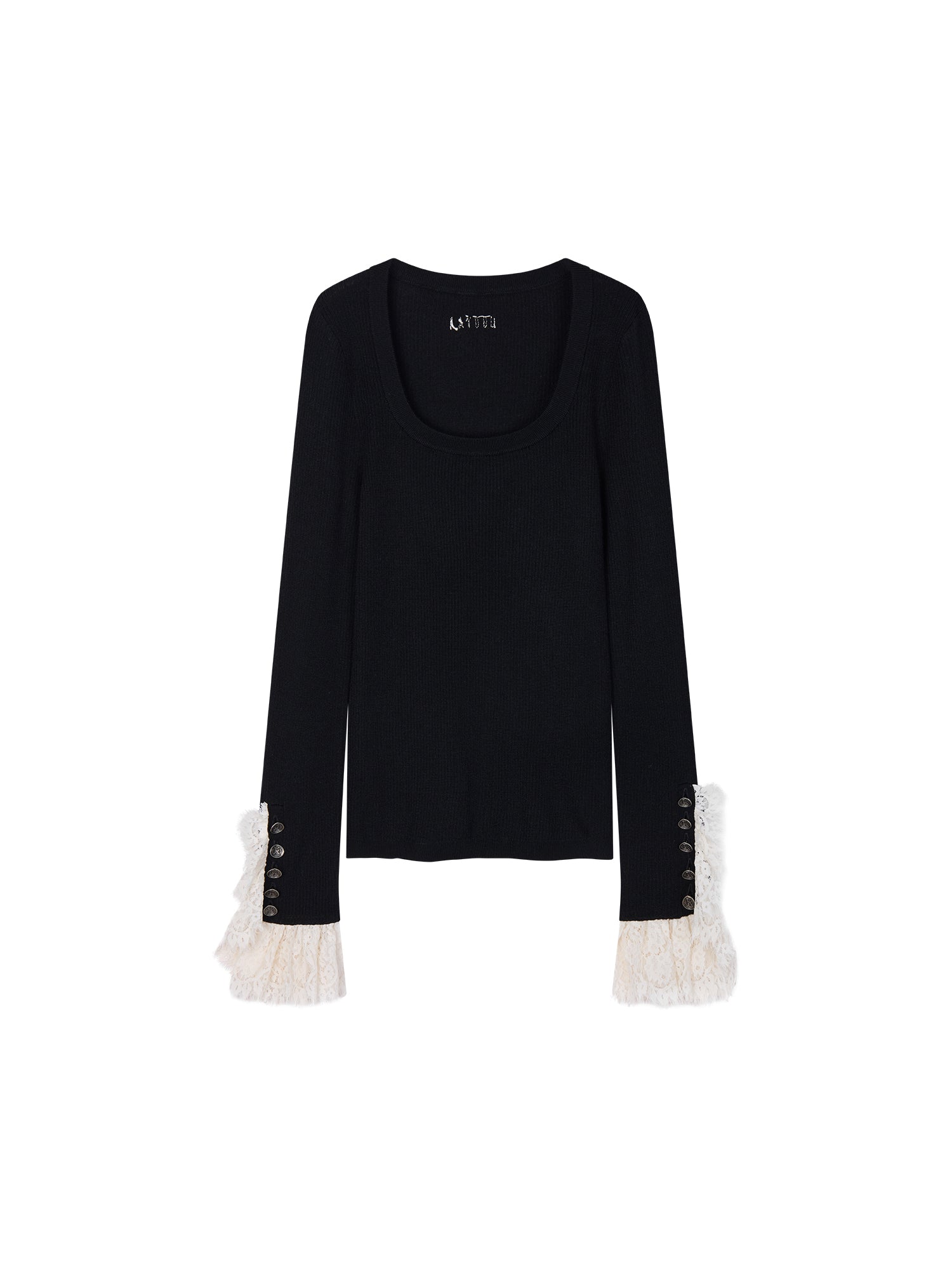 Classical Ornate Lace-Sleeve Knit Sweater