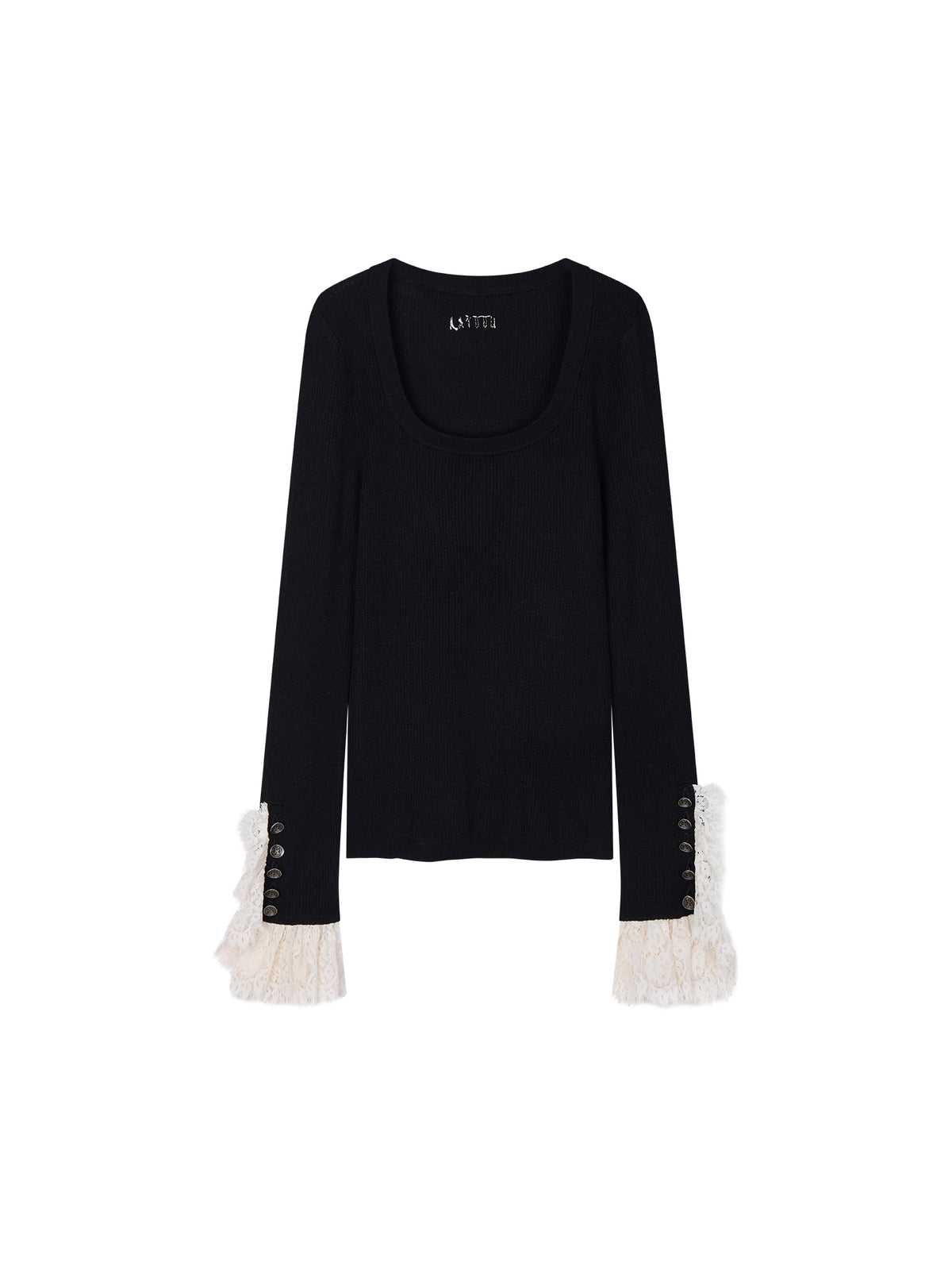 Classical Ornate Lace-Sleeve Knit Sweater