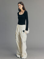 Classical Ornate Lace-Sleeve Knit Sweater
