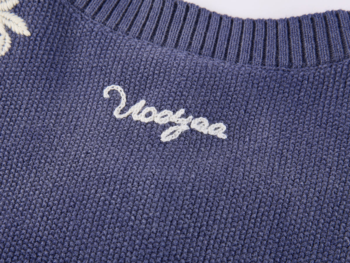 Vintage Embroidered Distressed Knit Cardigan