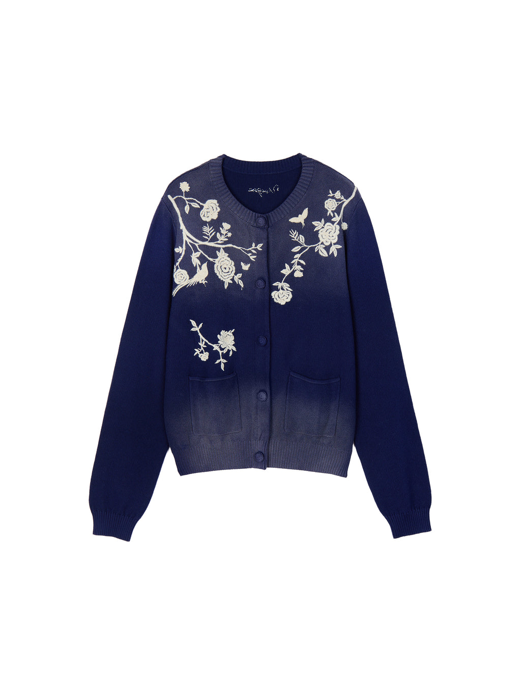 Vintage Embroidered Distressed Knit Cardigan
