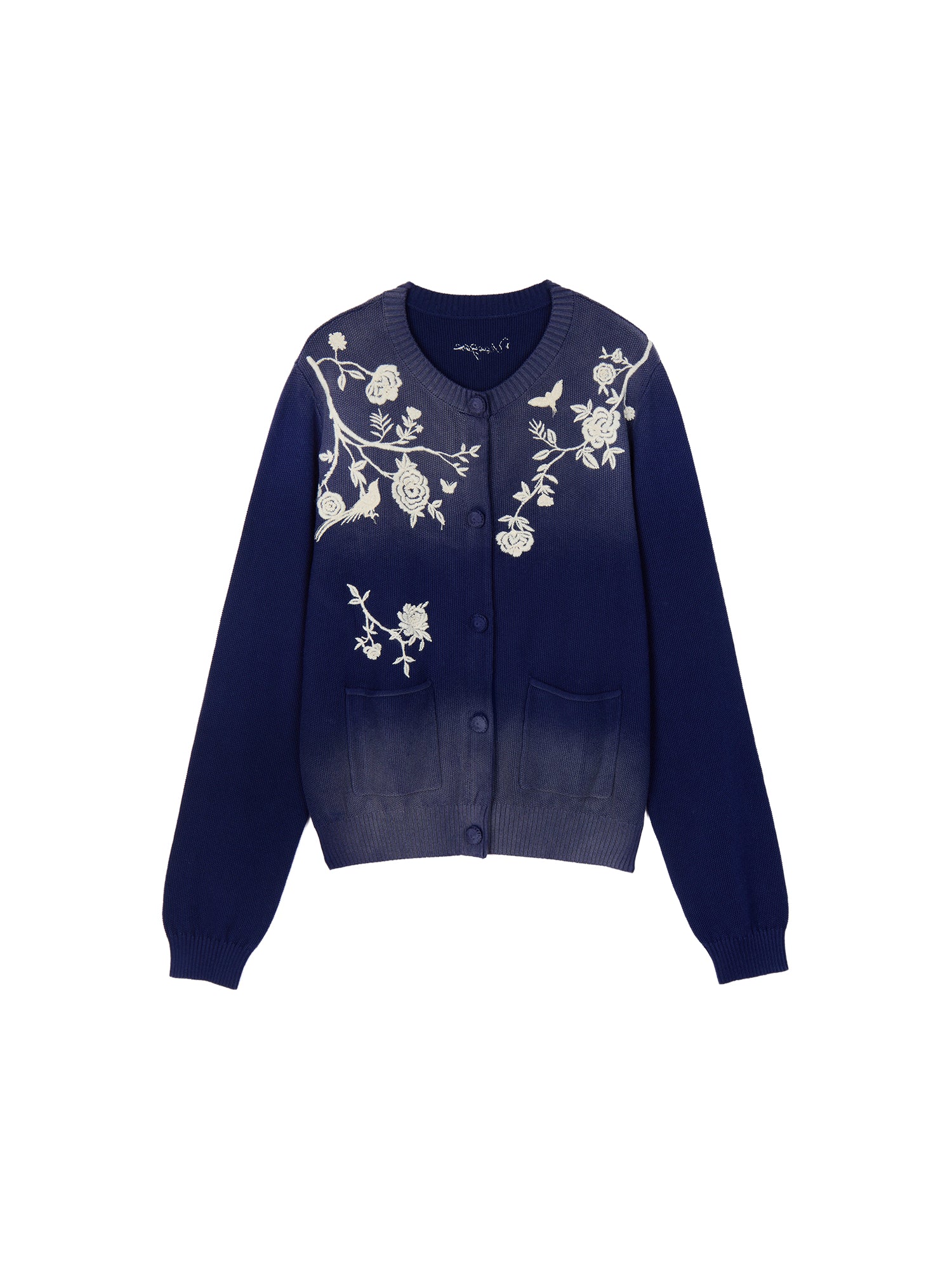 Vintage Embroidered Distressed Knit Cardigan