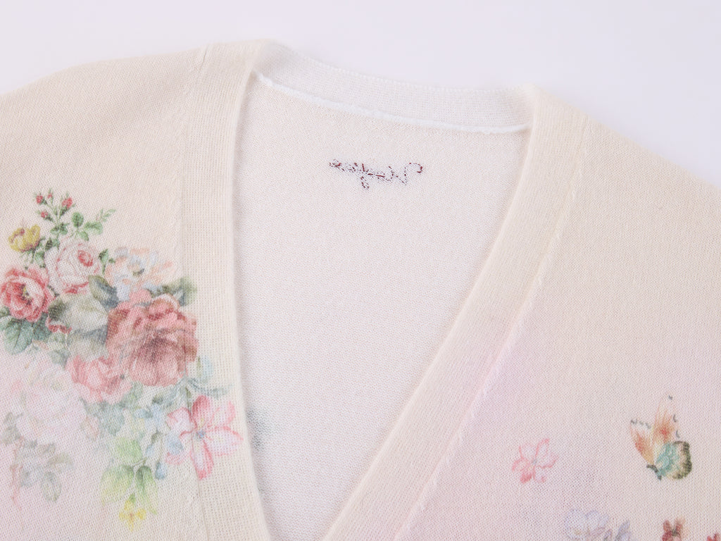 Fantasy Cat Print V-Neck Cardigan