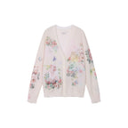Fantasy Cat Print V-Neck Cardigan