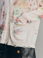 Fantasy Cat Print V-Neck Cardigan