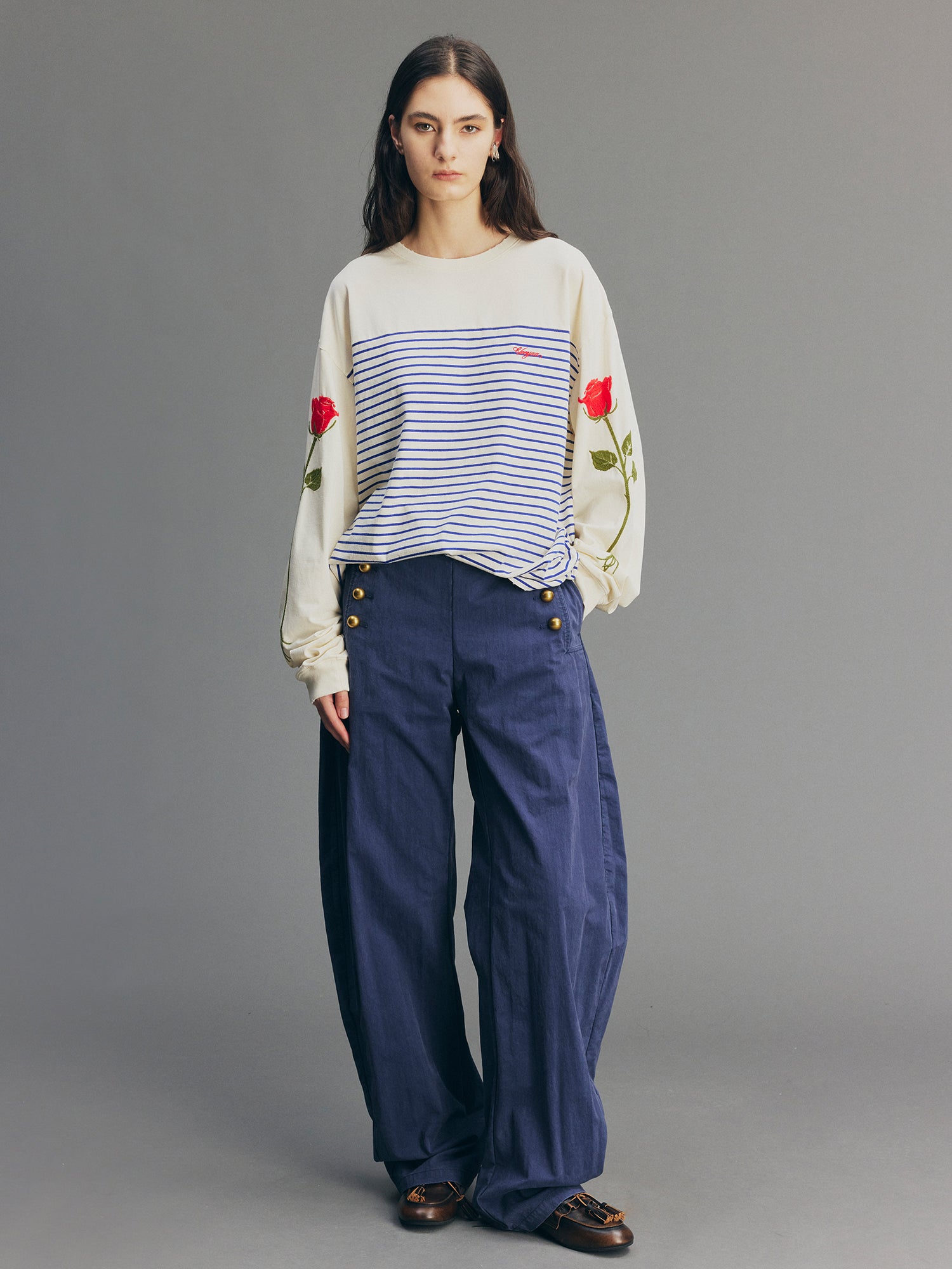 Romantic True Flower Stem Embroidered Sweatshirt