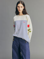 Romantic True Flower Stem Embroidered Sweatshirt