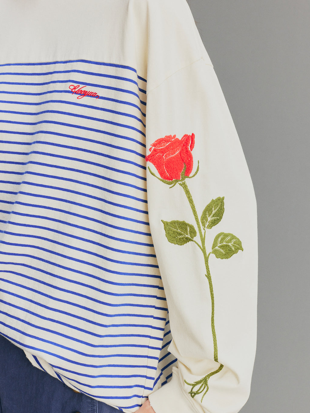 Romantic True Flower Stem Embroidered Sweatshirt