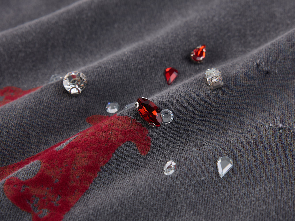 Rock Print Rhinestone T-shirt