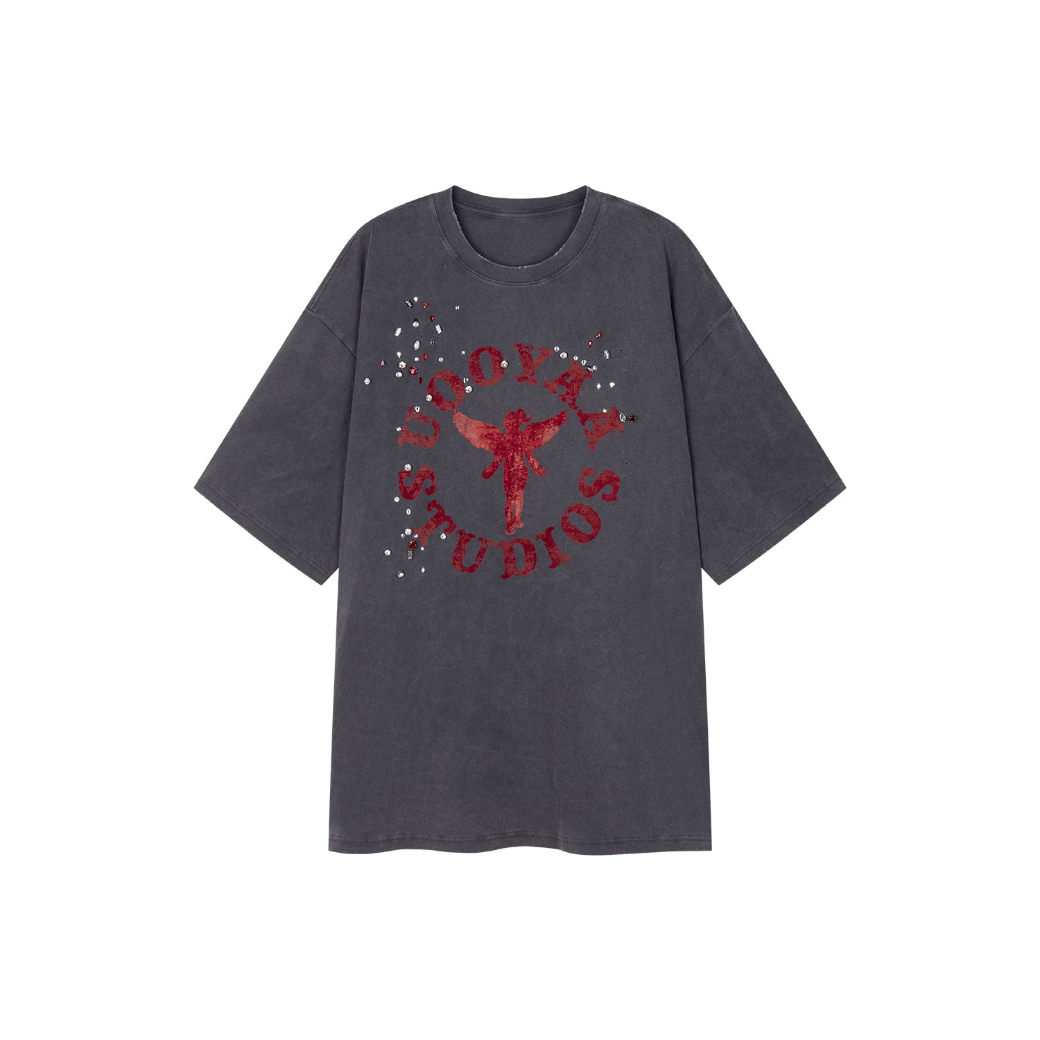 Rock Print Rhinestone T-shirt