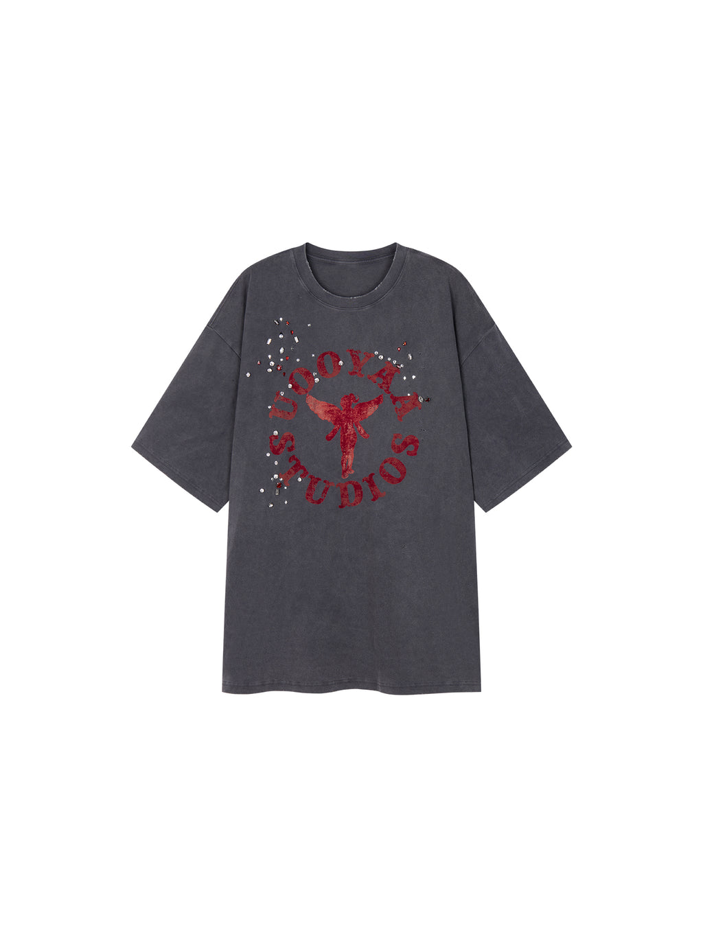 Rock Print Rhinestone T-shirt