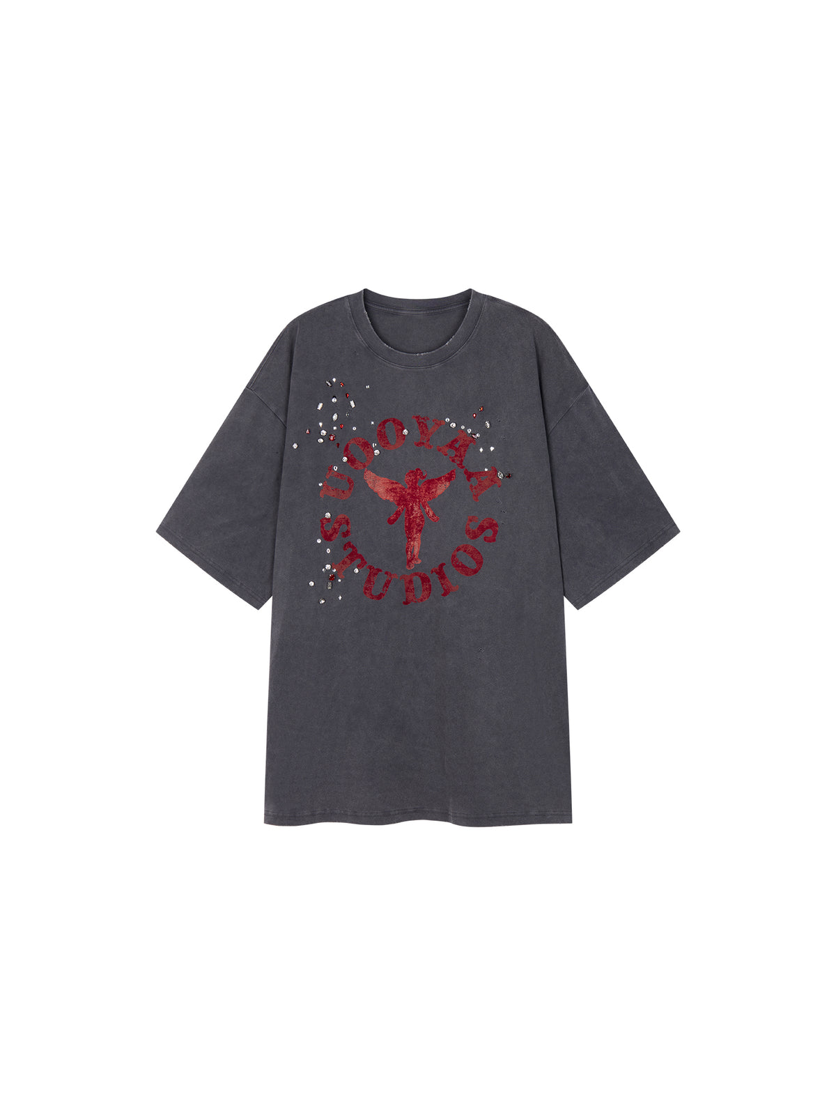 Rock Print Rhinestone T-shirt