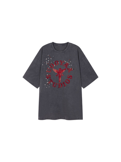 Rock Print Rhinestone T-shirt